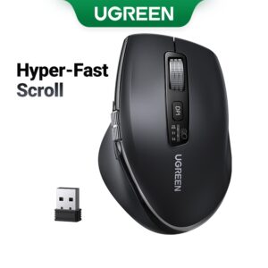 Rato Sem Fio Ugreen Hyper-Fast Scroll Bluetooth 5.4 2.4G Ergonômico