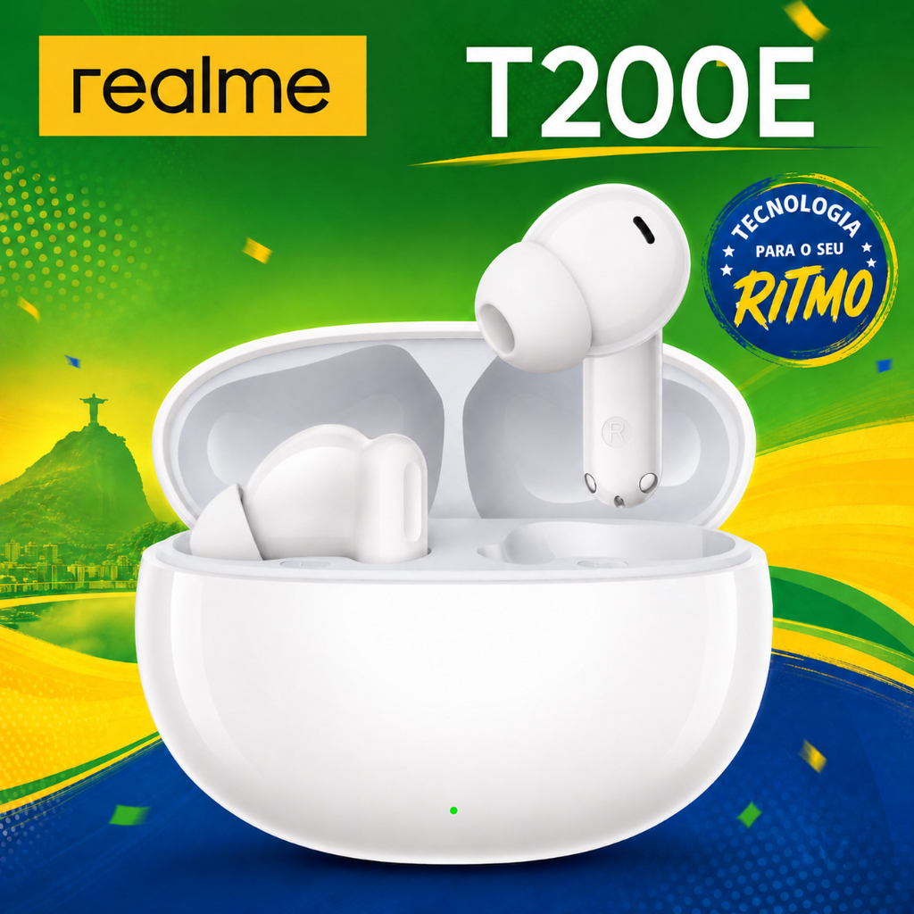 Realme Buds T200 E–Fone Sem Fio Bluetooth 5.4, Fone De Ouvido, IPX4