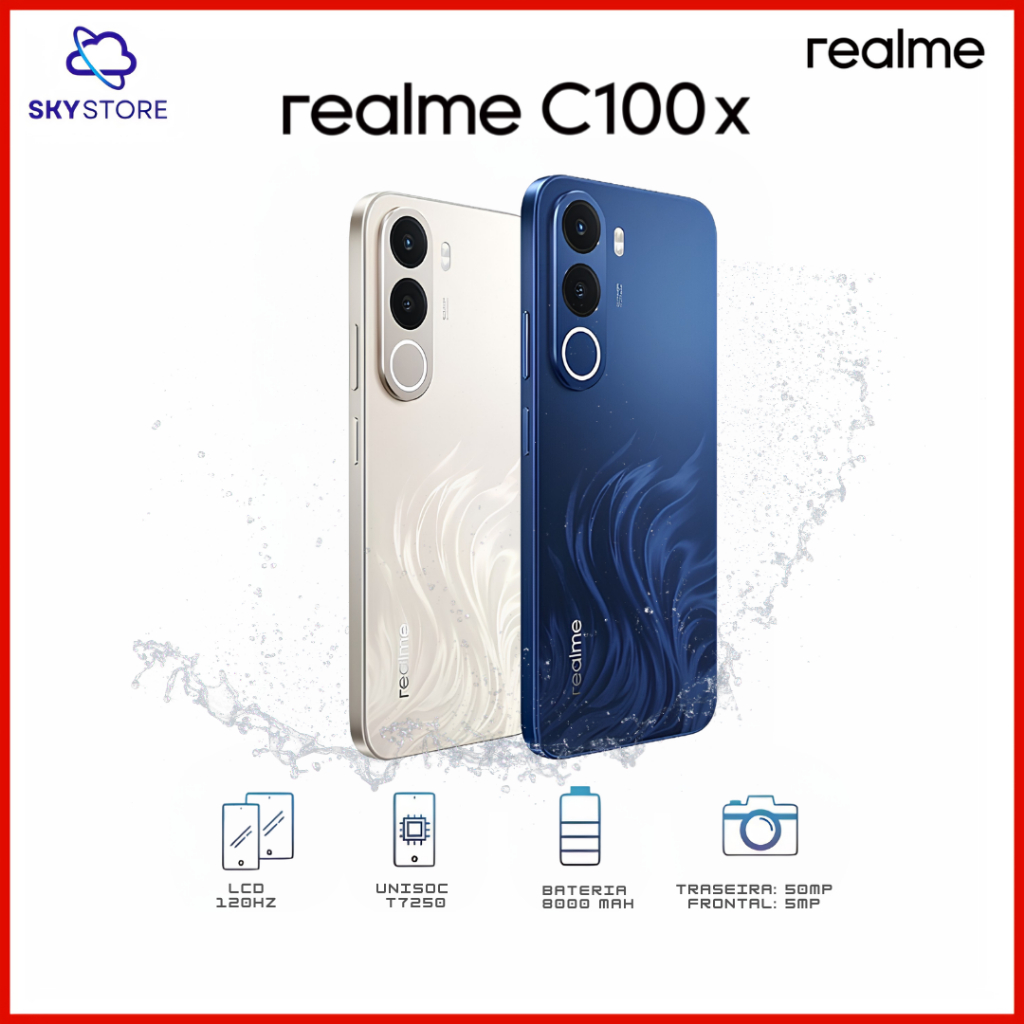 Realme C100x 4G, Versão Global, 128 256GB 4 8GB RAM, Processador — Informática