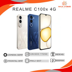 Realme C100x 4G, Versão Global, Bateria 8000mAh, 128GB 4GB RAM