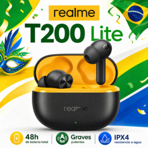Realme T200 Lite–Fone Sem Fio Bluetooth 5.4, Fone De Ouvido, IPX4