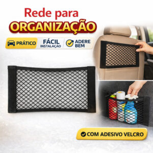 Rede Organizadora Carro Porta Objetos com Velcro Forte Fácil
