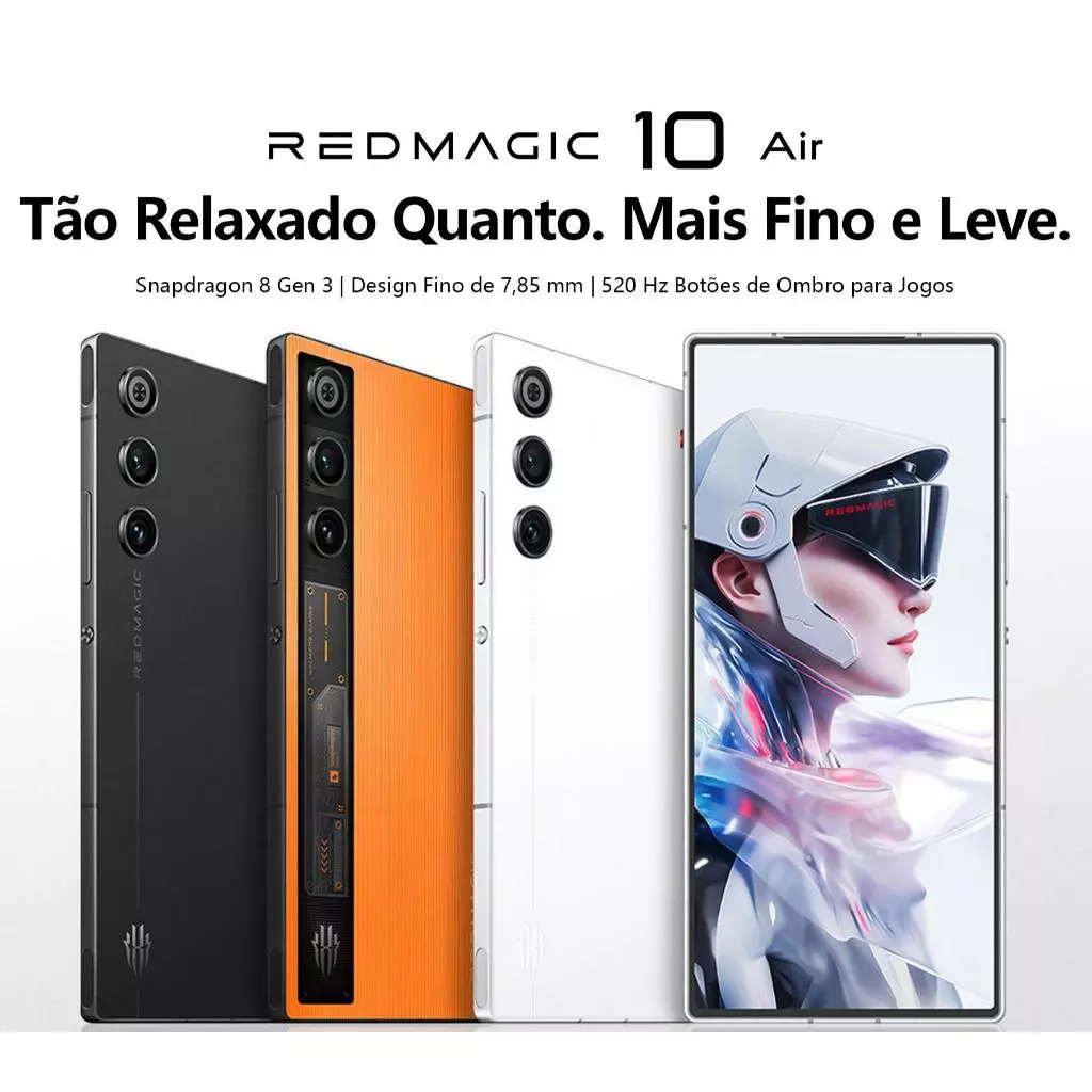 Redmagic 10 Air Smartphone celular para jogos 12 16GB+256 512GB, Fino