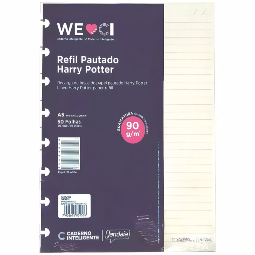 Refil 50 Folhas Caderno Inteligente A5 14x20cm Harry Potter — Material Escolar