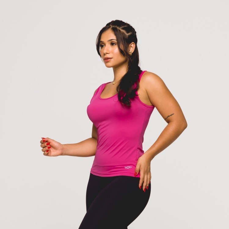 Regata Fitness Feminina Microfibra Academia Rosa Toque Gelad