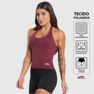 Regata Fitness Feminino Frente Única Sustentação Costa Nua Blusa
