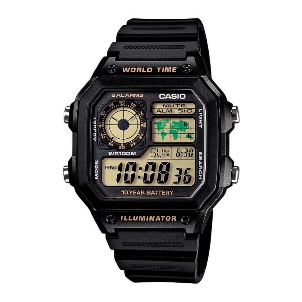 Relógio Casio Masculino Quadrado 5 Alarmes Ae-1200Wh-1Bvdf