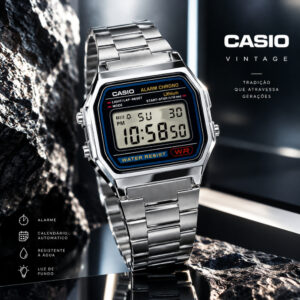 Relógio Casio Vintage Unissex Prata Digital