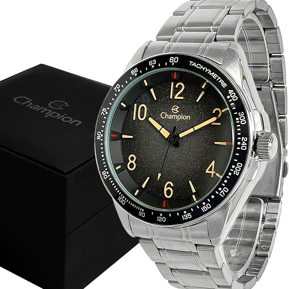 Relógio Champion Masculino Prata Prova Dágua Original Luxo