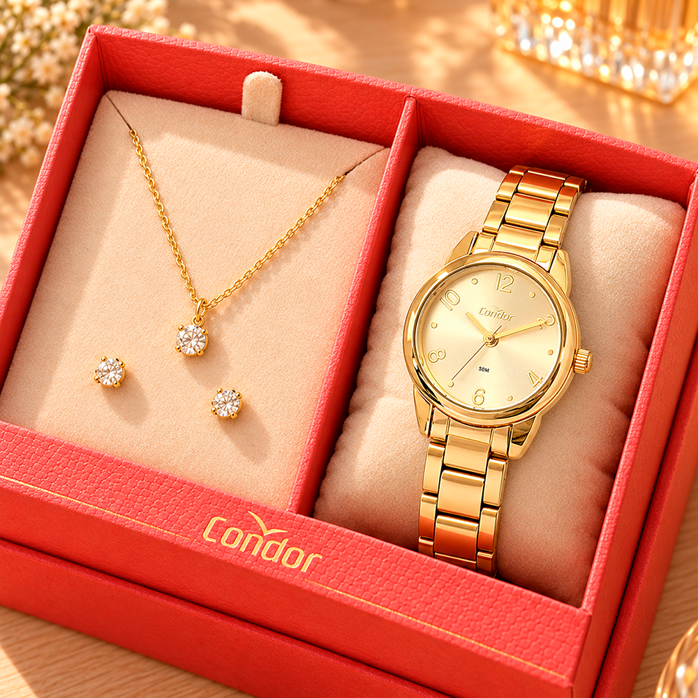 Relógio Condor Feminino Dourado Original Garantia 1 Ano Luxo