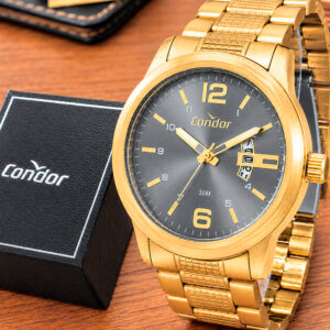 Relógio Condor Masculino Dourado Digital Prova d'água com 1 ano de