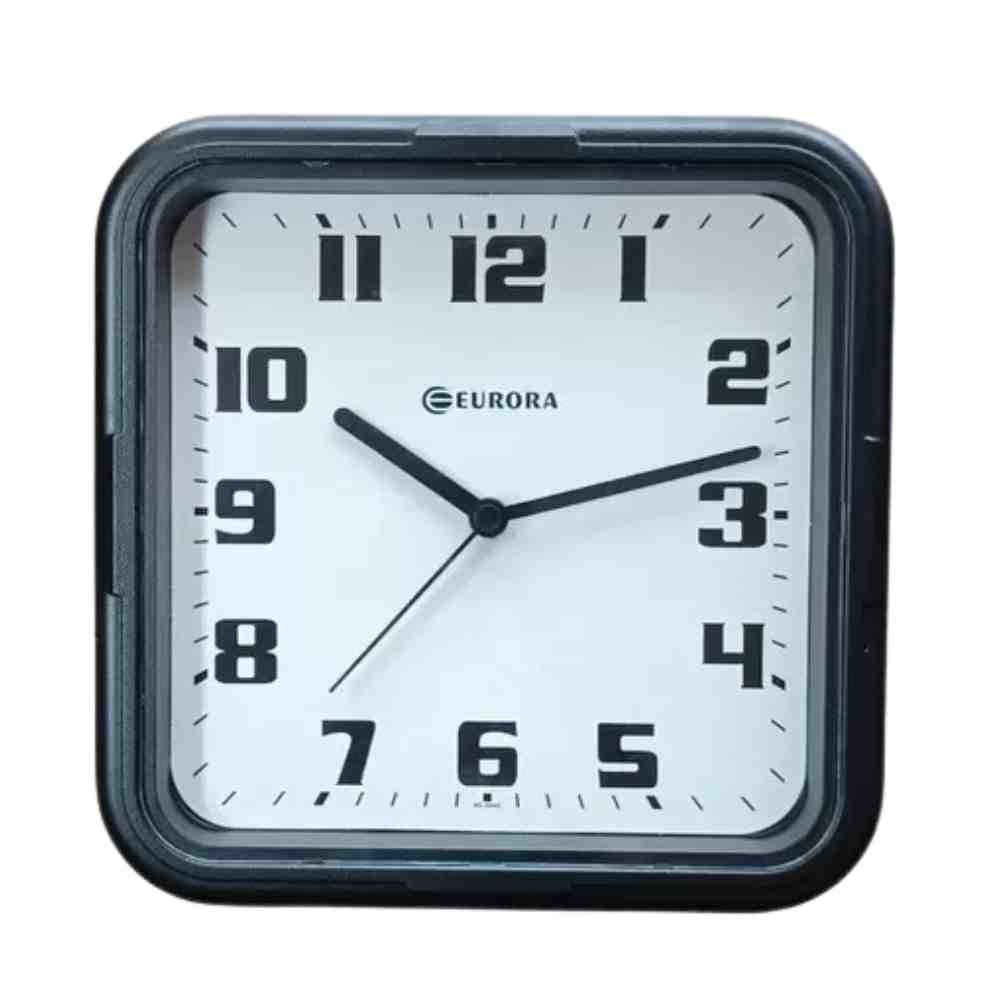 Relógio de Parede Analógico Quadrado Eurora Preto 6540145
