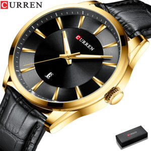 Relógio de Pulso Curren Quartzo com Pulseira de Couro com 45mm