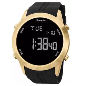 Relógio de Pulso Masculino Champion Digital Dourado Silicone Original