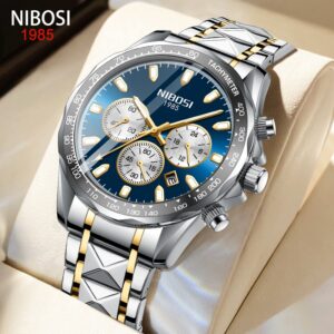 Relógio De Quartzo Criativo De Luxo Nibosi Original Masculino Aço
