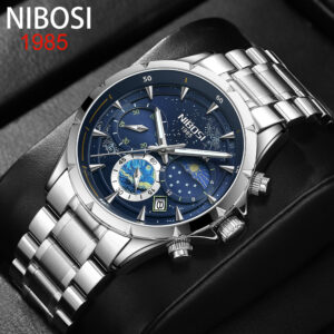 Relógio De Quartzo Nibosi Luxury Men's Watch Night Moon Fase Lunar À