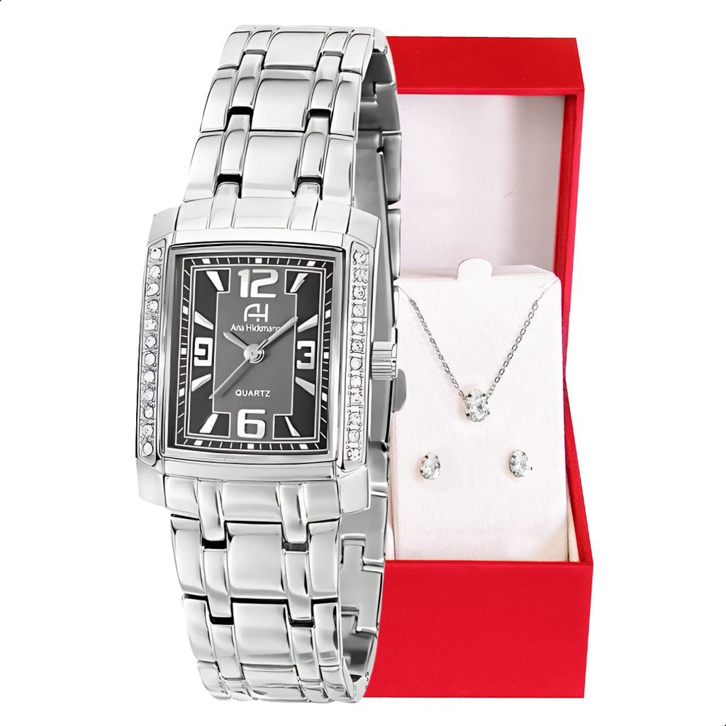 Relógio Feminino Analógico Champion Ana Hickmann Prateado Cojunto