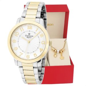 Relógio Feminino Bicolor Champion Elegance Original CN25118B Prova D