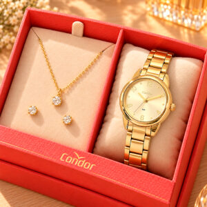 Relógio Feminino Condor Dourado Original 1 Ano De Garantia