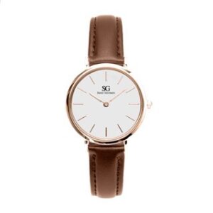 Relógio Feminino Couro Dourado Saint Germain Bronx Rosé Gold 32mm