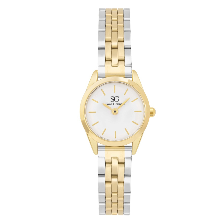 Relógio Feminino Dourado Prata Saint Germain Mini Belle Bicolor Gold