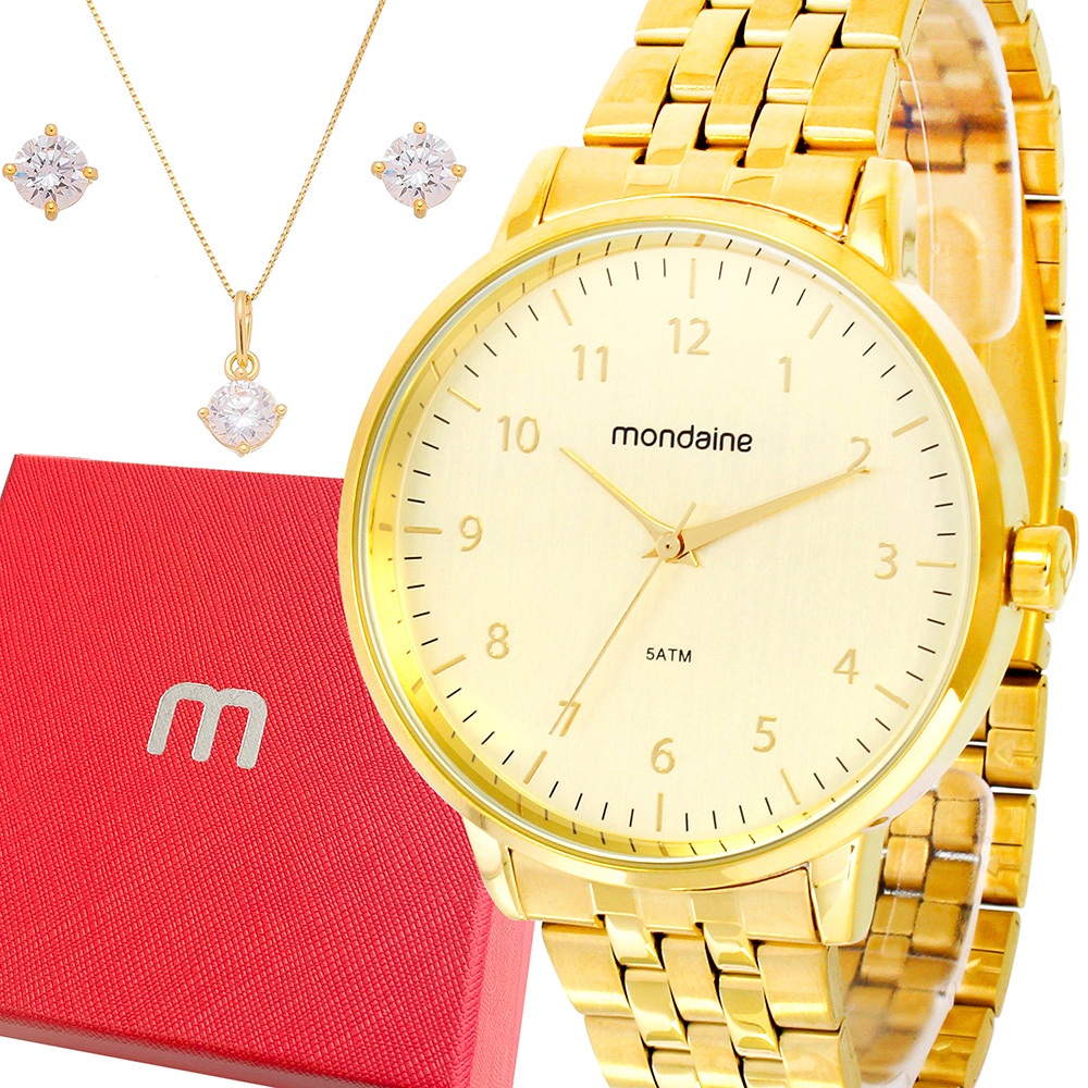Relógio Feminino Mondaine Analógico Dourado Prova Dágua Luxo — Relógios e Óculos