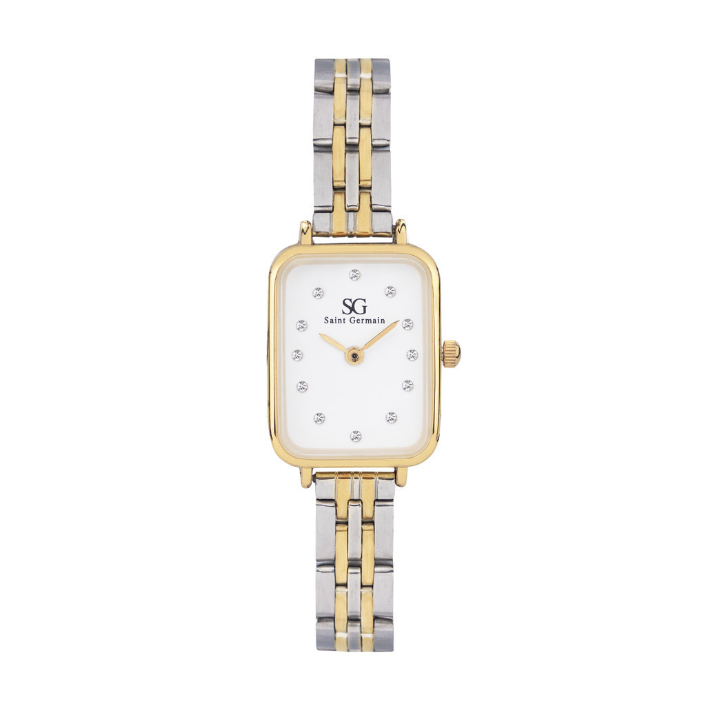 Relógio Feminino Prata Dourado Quadrado Saint Germain Square Madison