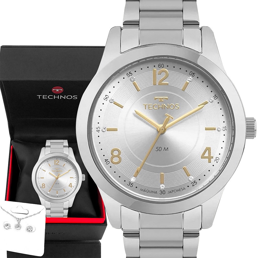 Relógio Feminino Technos Prata Original Garantia 1 Ano Top