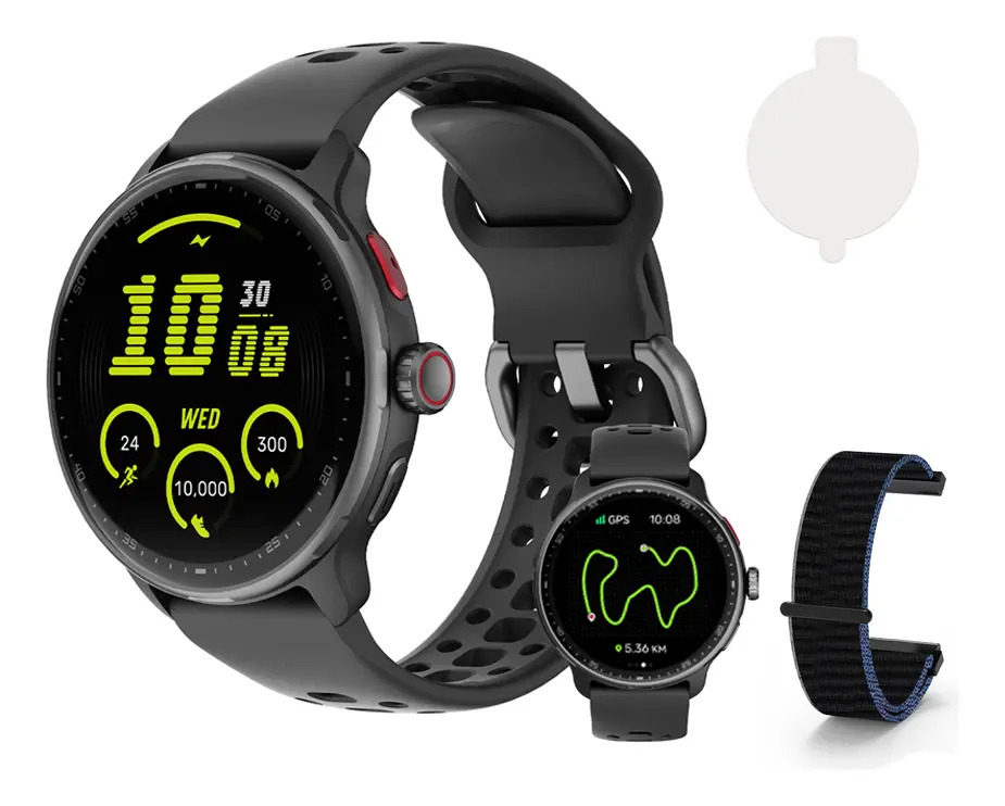 Relógio Inteligente Gps Smartwatch Amoled 3atm Sport Gps Caixa Preto — Smartwatch e Wearables
