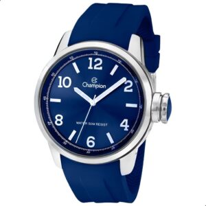 Relógio Masculino Analógico Azul Resistente à Água com Pulseira de