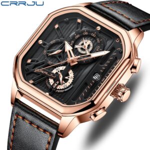 Relógio Masculino Crrju Casual Vintage Marca Original Design Quadrado