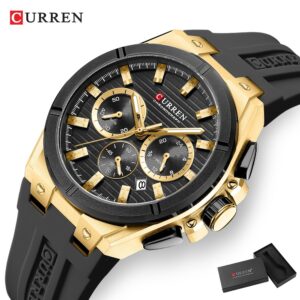 Relógio Masculino Curren Autêntico-Pulseira De Silicone De Marca De — Relógios e Óculos