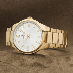 Relógio Masculino Dourado Barato Fundo Branco Champion Original