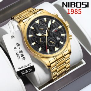 Relógio Masculino Luminoso De Luxo Nibosi De Aço Inoxidável À Prova