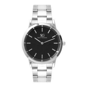 Relógio Masculino Luxo Quartzo Prata Belmont Black Silver 40mm Fundo