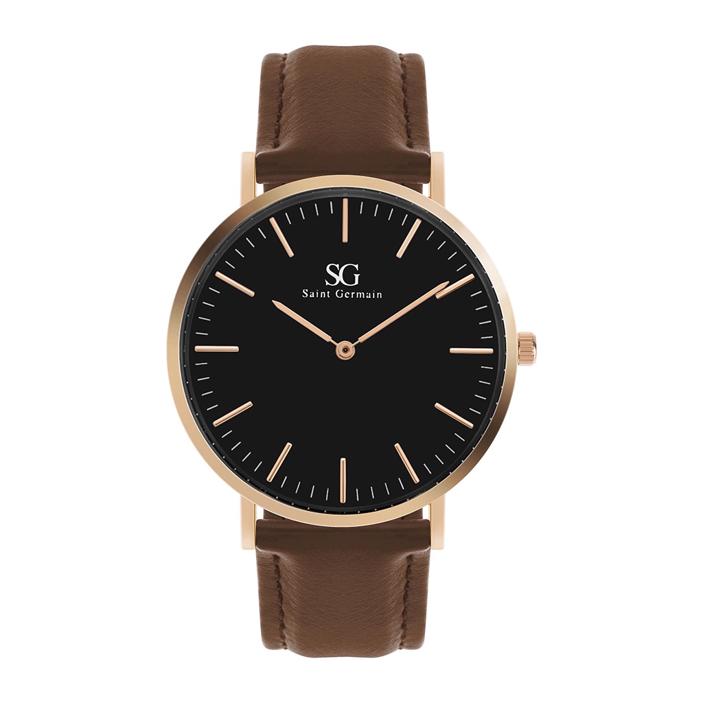 Relógio Masculino Marrom Saint Germain Bronx Black Rosé Gold Fundo — Relógios e Óculos