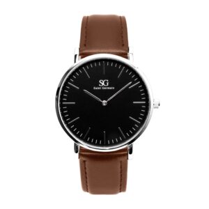 Relógio Masculino Marrom Saint Germain Bronx Black Silver Fundo Preto