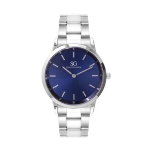 Relógio Masculino Prata Belmont Blue Silver 40mm Fundo Azul