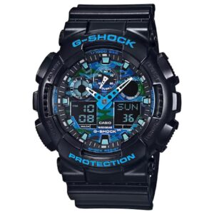 Relógio Masculino Shock Casio Preto Azul Camuflado Estilo Homem