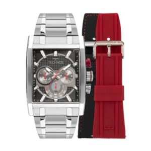 Relógio Masculino Technos Analógico Ts Carbon Prateado Duas Pulseiras