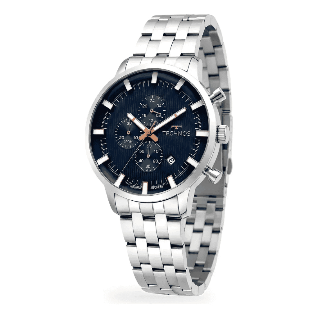 Relógio Masculino Technos Cronógrafo Aço Inox 10ATM Original JS15ENR1A