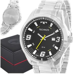 Relógio Masculino Technos Prata Luxo Original Prova D'água