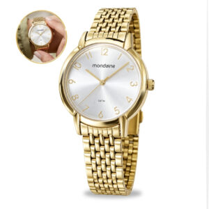 Relógio Mondaine Feminino De Pulso Analógico Dourado Com Pulseira E