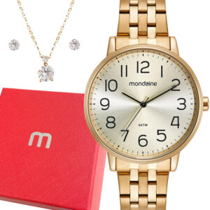 Relógio Mondaine Feminino Dourado Prova Dágua Analógico Luxo