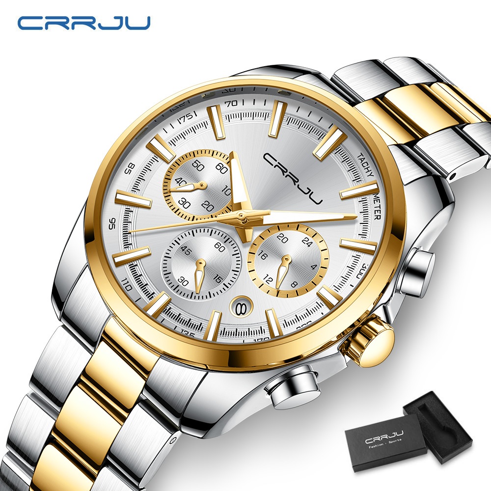 Relógio Multifuncional Original Crrju Masculino Ponteiro Luminoso