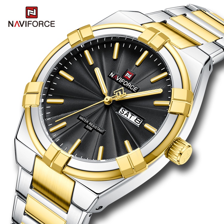 Relógio Naviforce Para Homens Quartzo Esporte Aço Inoxidável Luxo À
