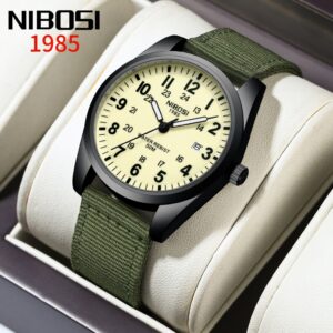 Relógio Nibosi original Casual De Couro Da Moda Masculina