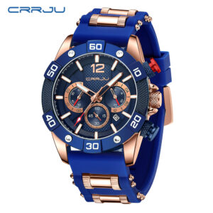 Relógio Original Crrju Marca Multifuncional Azul Retro Estilo