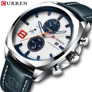 Relógio Original Curren Cronógrafo Multifuncional Marca Topo De Couro