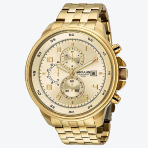 Relógio Seculus Masculino Dourado Chronograph Prova D’água